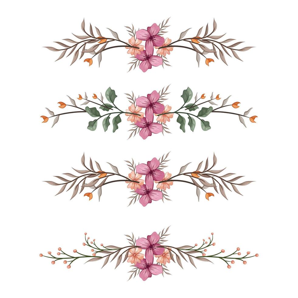 The Blooms Greenery Floral Foliage Ornament Corner Text Separator Elegance Framie for Invitations Card Template vector