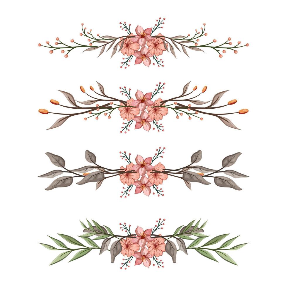 The Blooms Greenery Floral Foliage Ornament Corner Text Separator Elegance Framie for Invitations Card Template vector