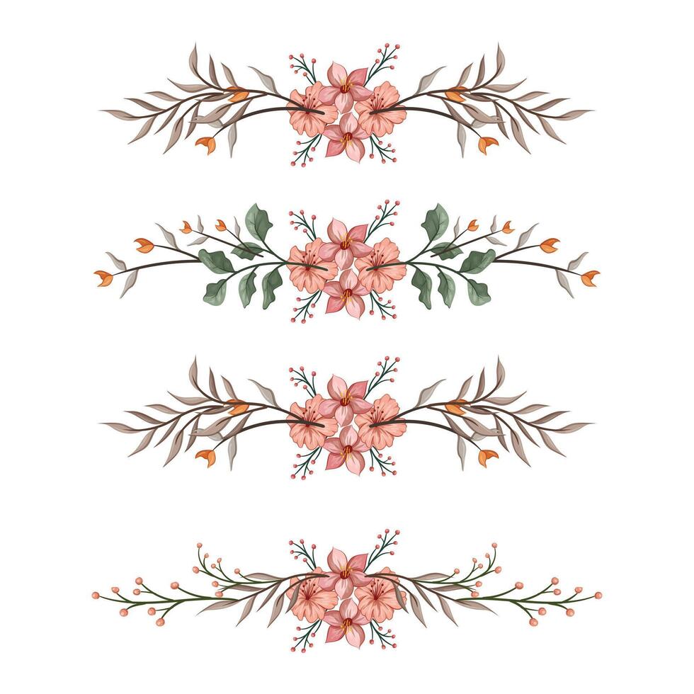 The Blooms Greenery Floral Foliage Ornament Corner Text Separator Elegance Framie for Invitations Card Template vector