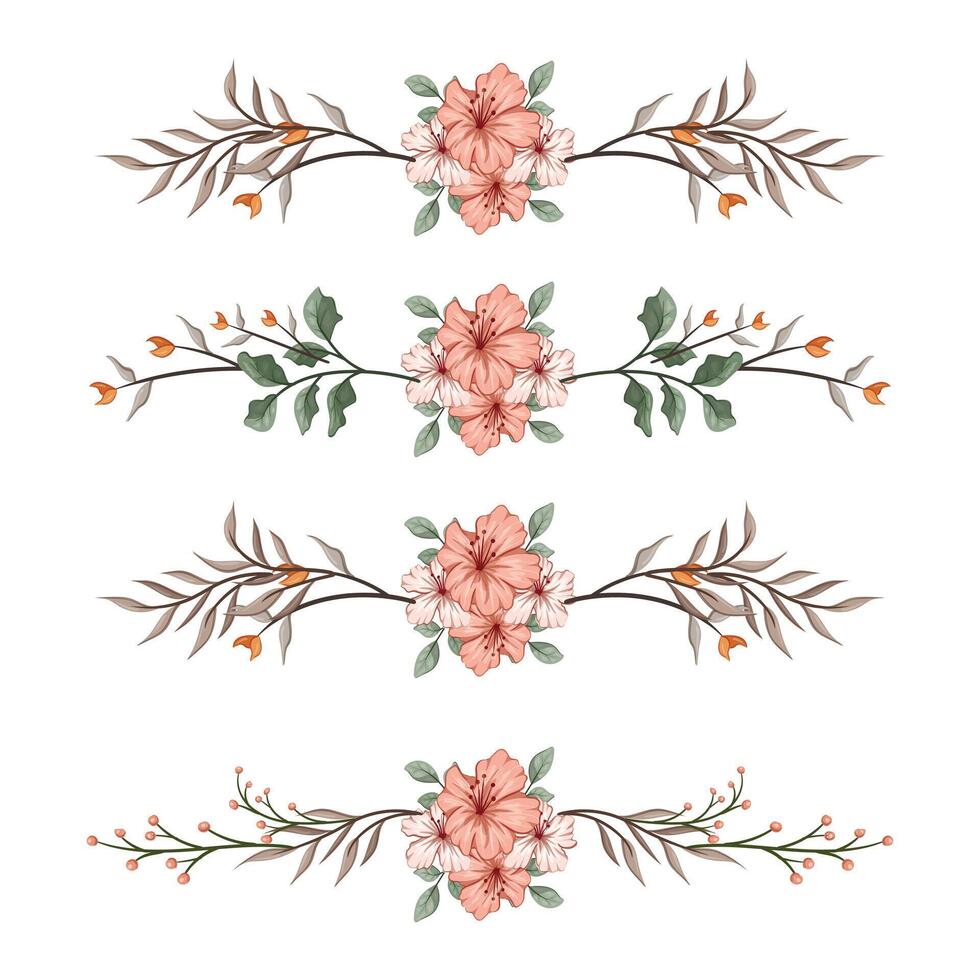 The Blooms Greenery Floral Foliage Ornament Corner Text Separator Elegance Framie for Invitations Card Template vector