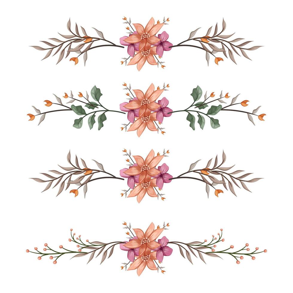The Blooms Greenery Floral Foliage Ornament Corner Text Separator Elegance Framie for Invitations Card Template vector
