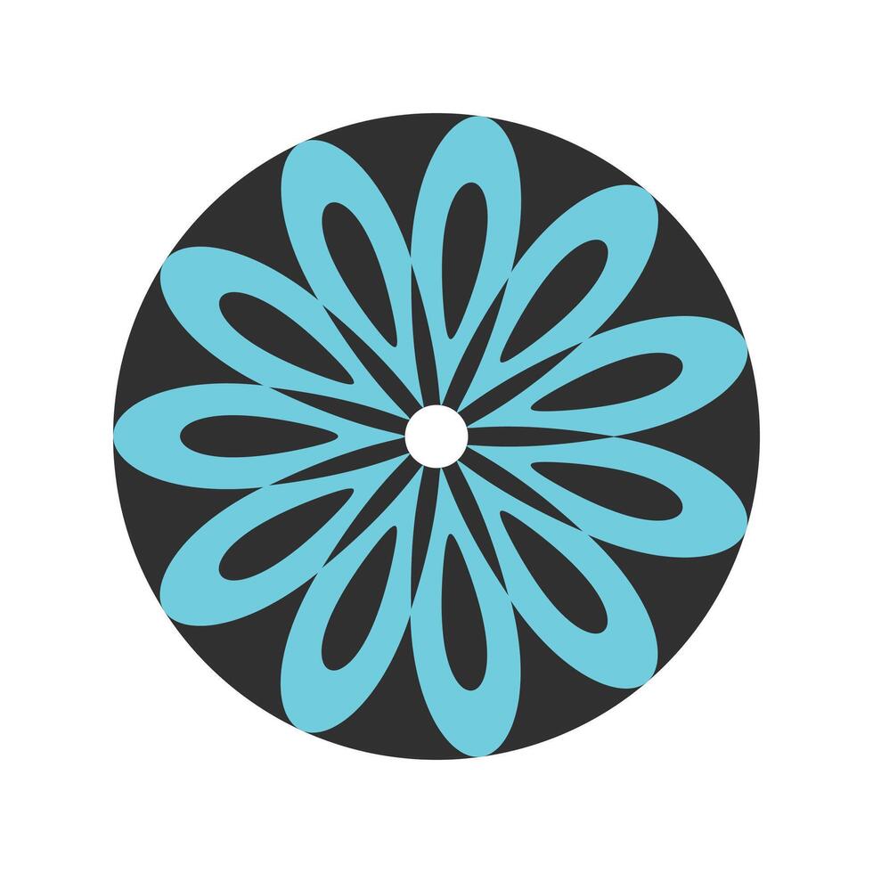 Blue geometric floral flower with dark background vector