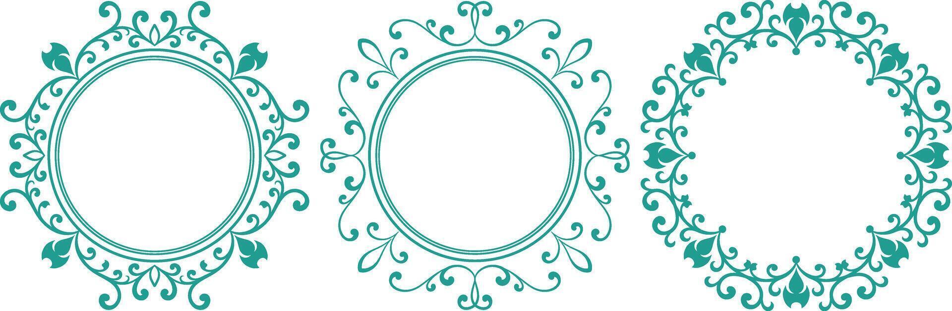 set of decorative cirlce frame vector