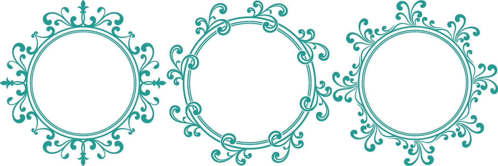 set of decorative cirlce frame vector