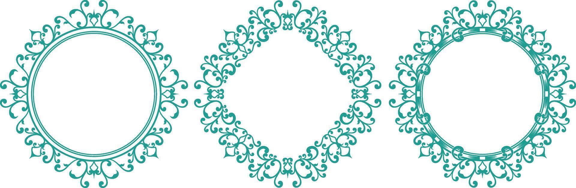 set of decorative cirlce frame vector