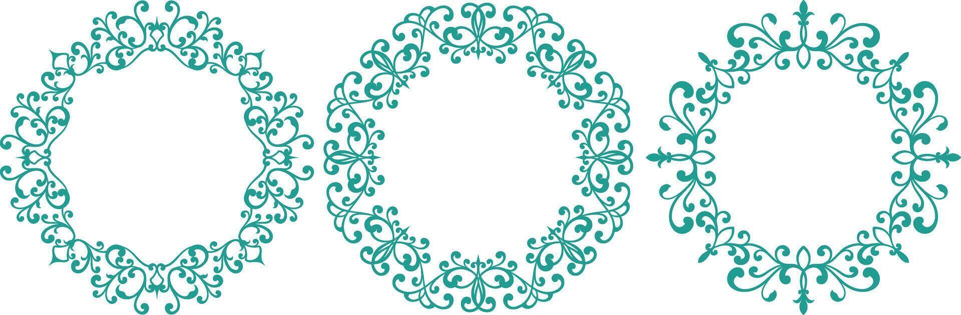 set of decorative cirlce frame vector