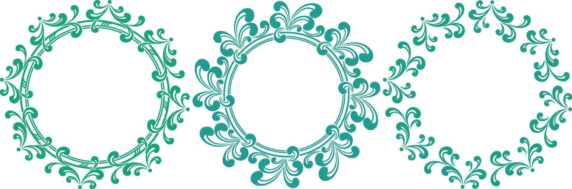 set of decorative cirlce frame vector