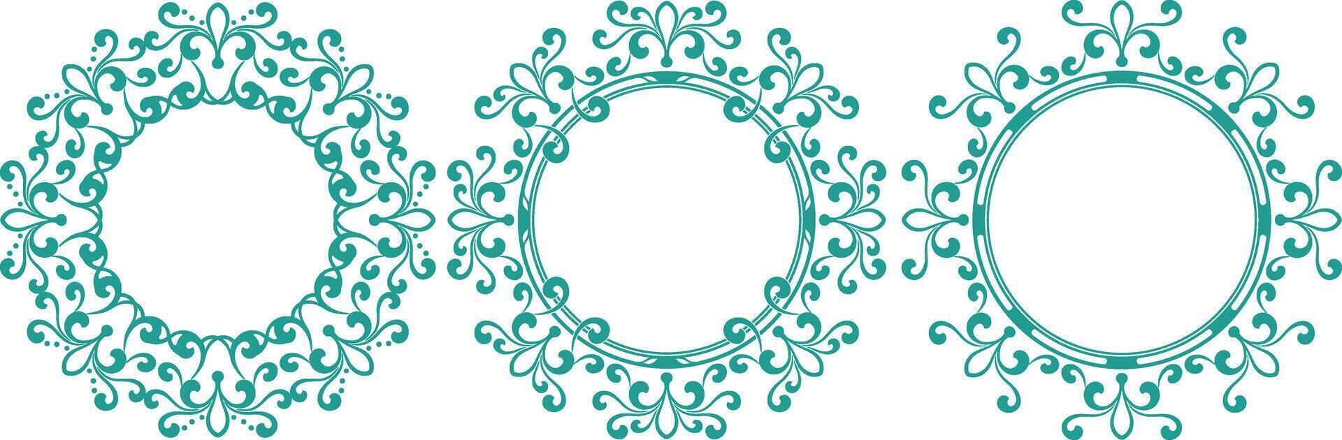 set of decorative cirlce frame vector