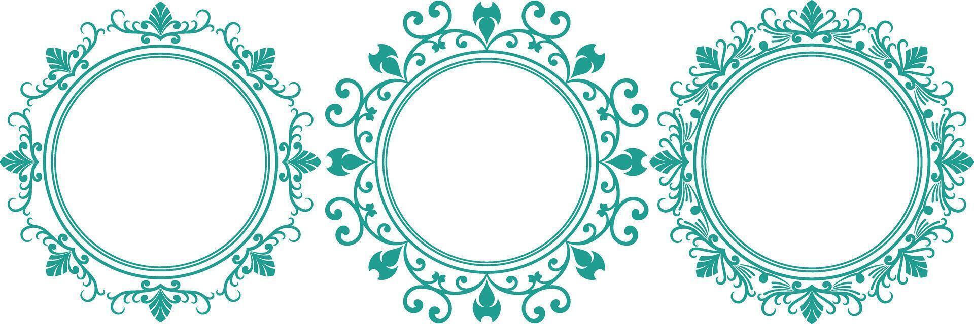 set of decorative cirlce frame vector