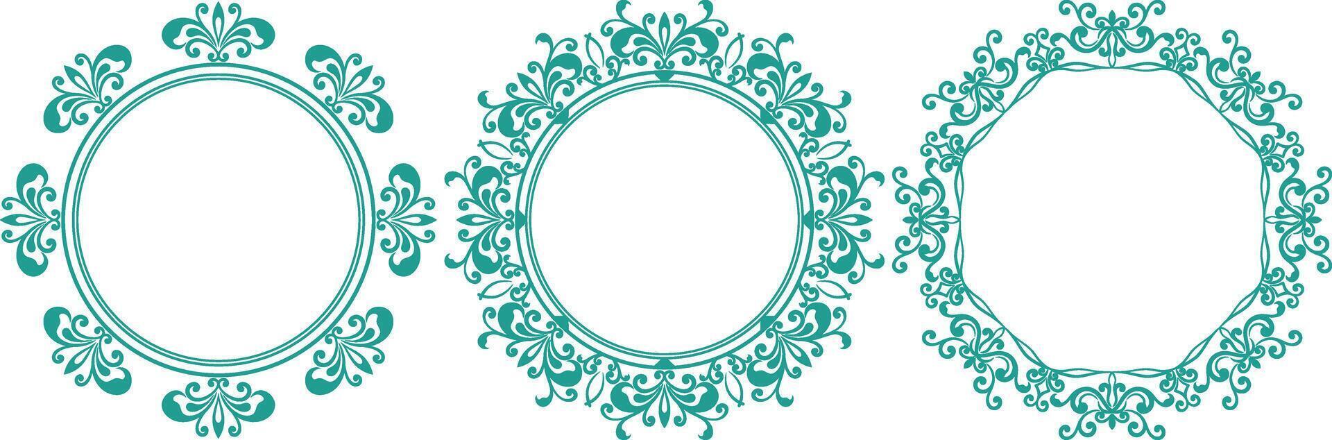 set of decorative cirlce frame vector