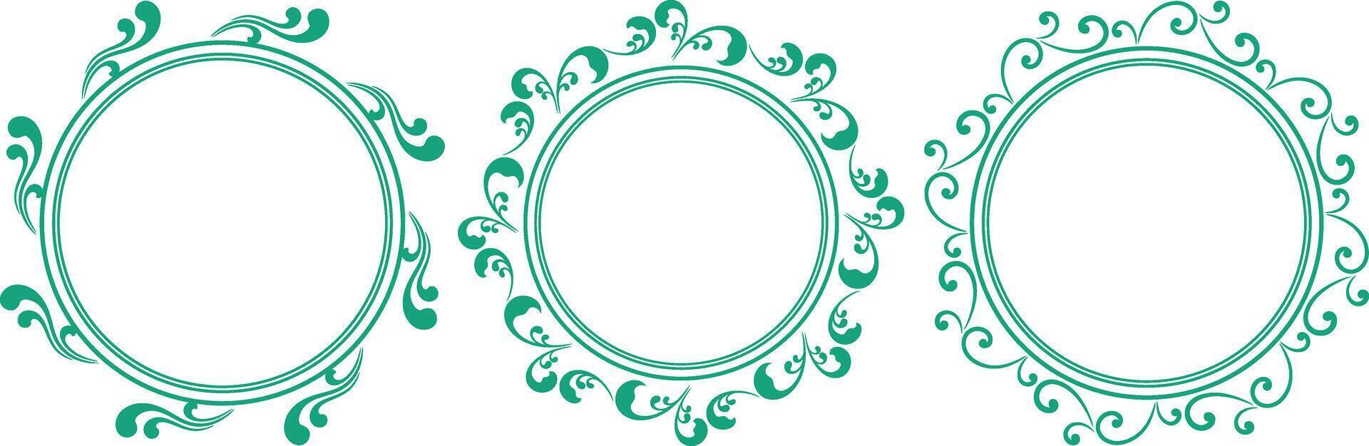 set of decorative cirlce frame vector