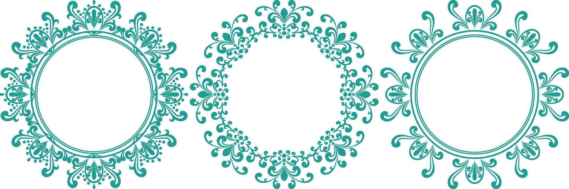 set of decorative cirlce frame vector
