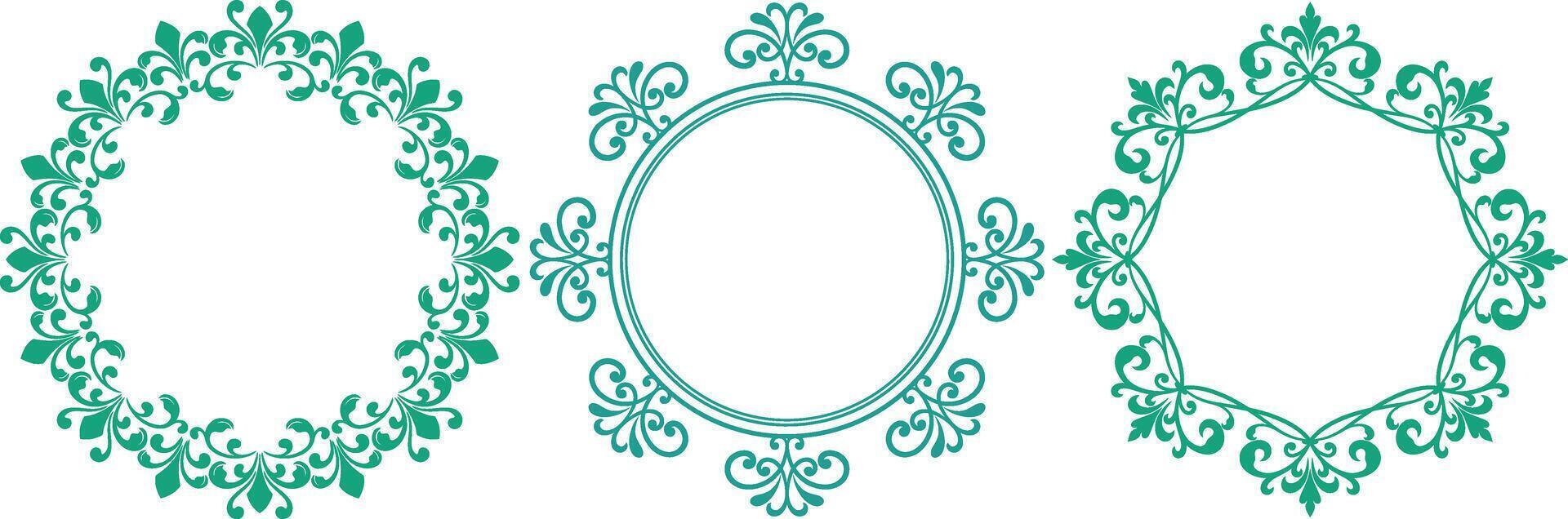 set of decorative cirlce frame vector