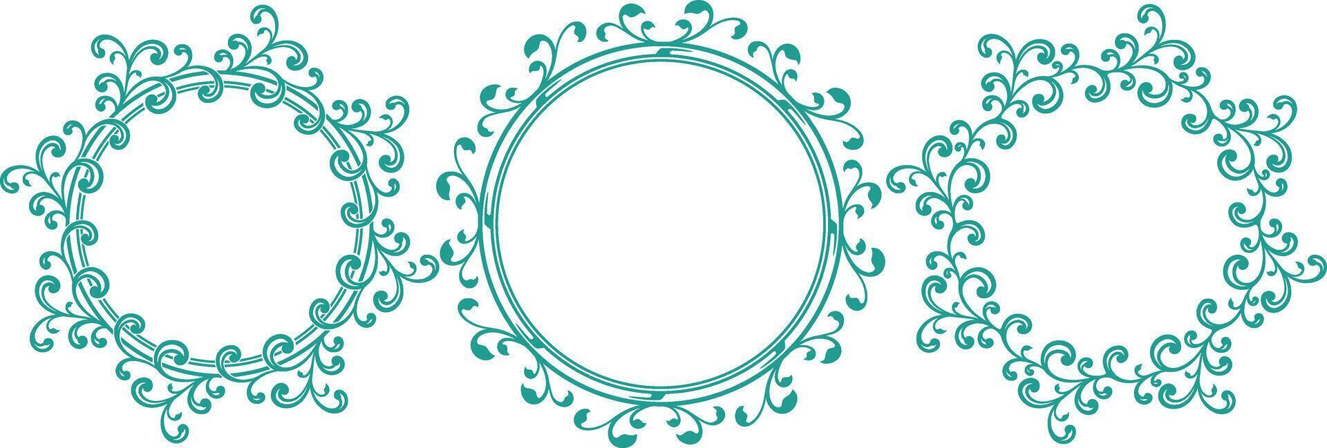 set of decorative cirlce frame vector