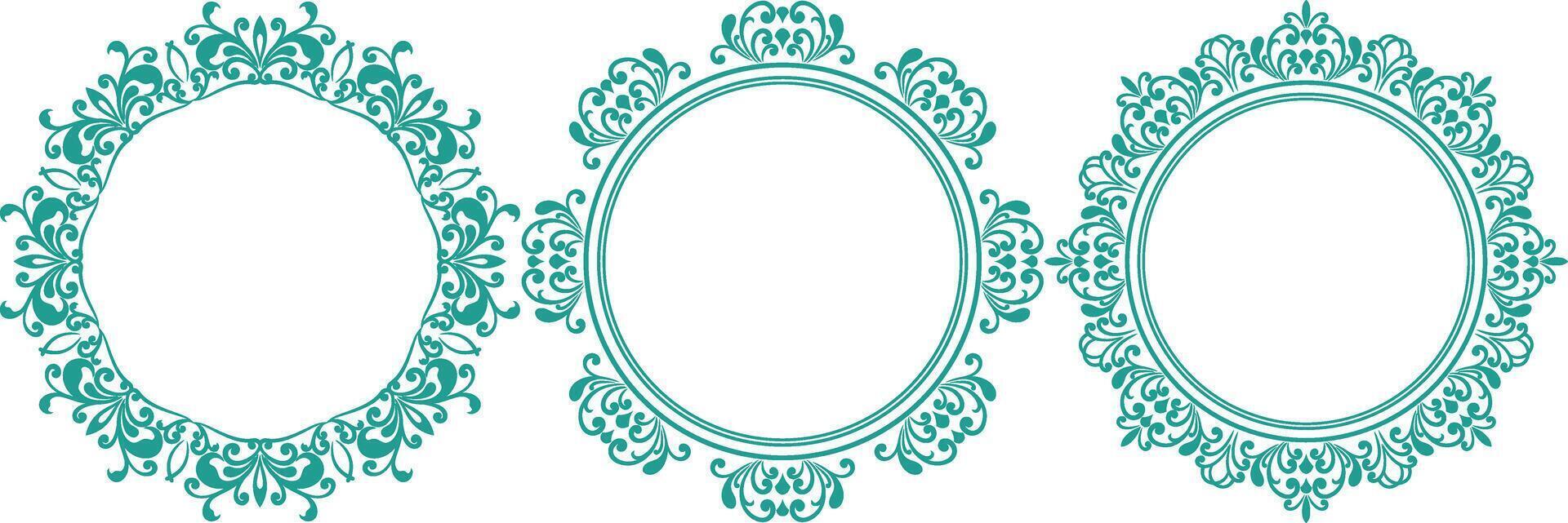 set of decorative cirlce frame vector