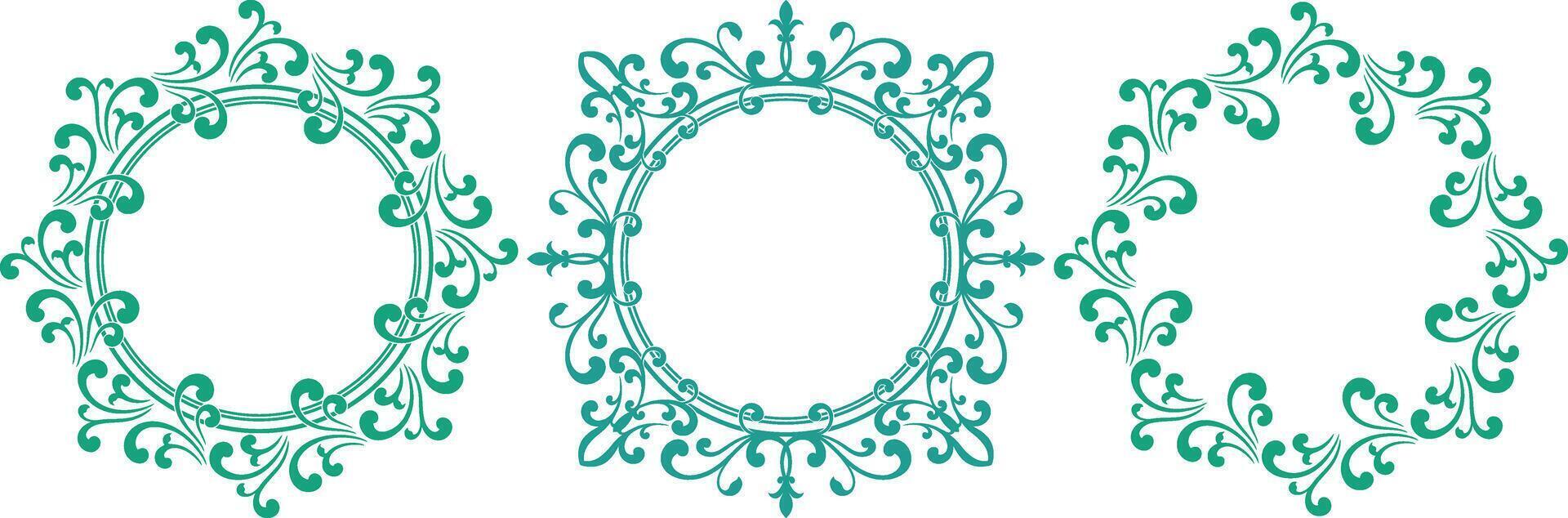 set of decorative cirlce frame vector