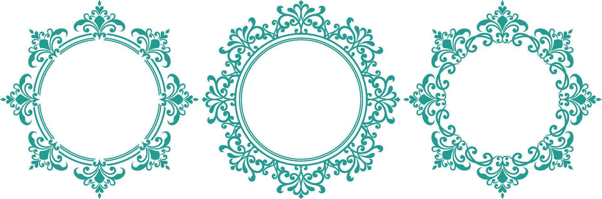 set of decorative cirlce frame vector