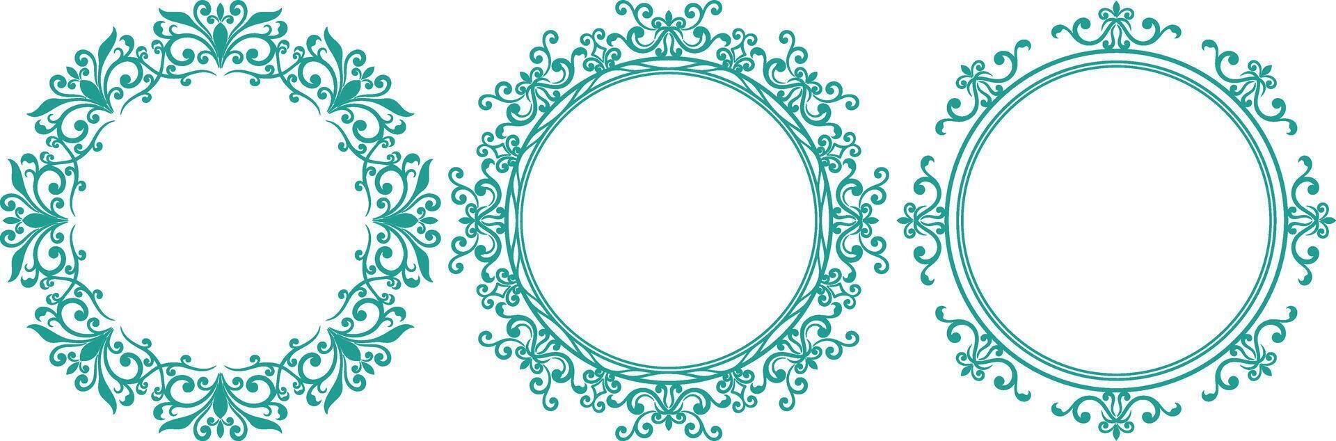 set of decorative cirlce frame vector