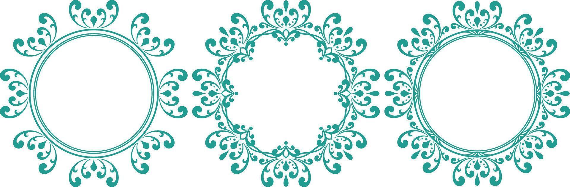 set of decorative cirlce frame vector