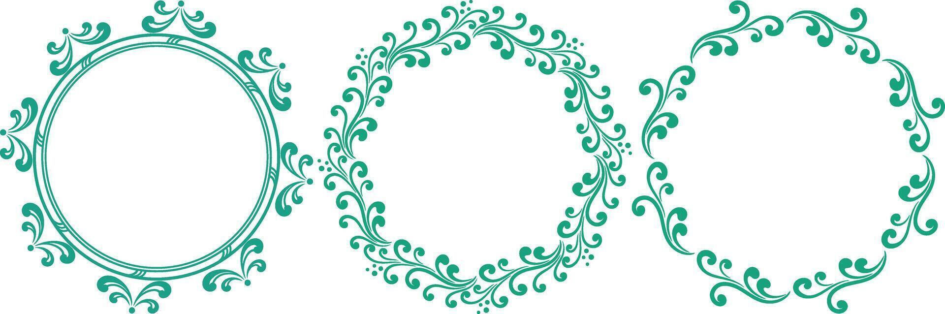 set of decorative cirlce frame vector