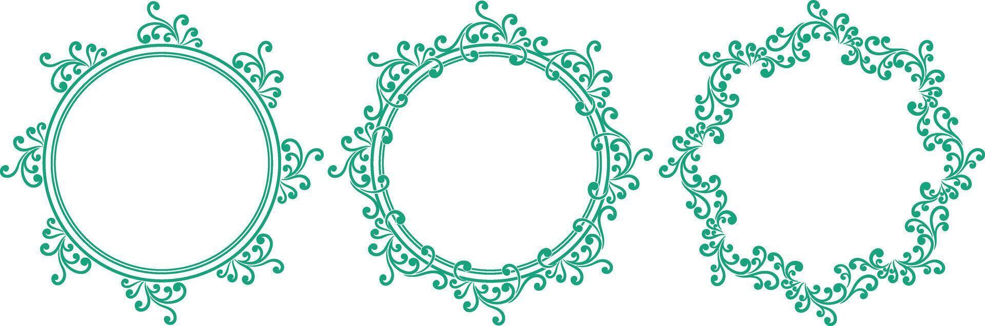 set of decorative cirlce frame vector