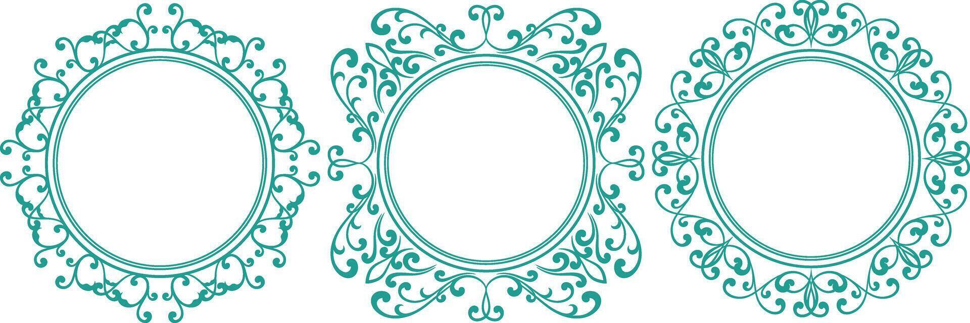 set of decorative cirlce frame vector