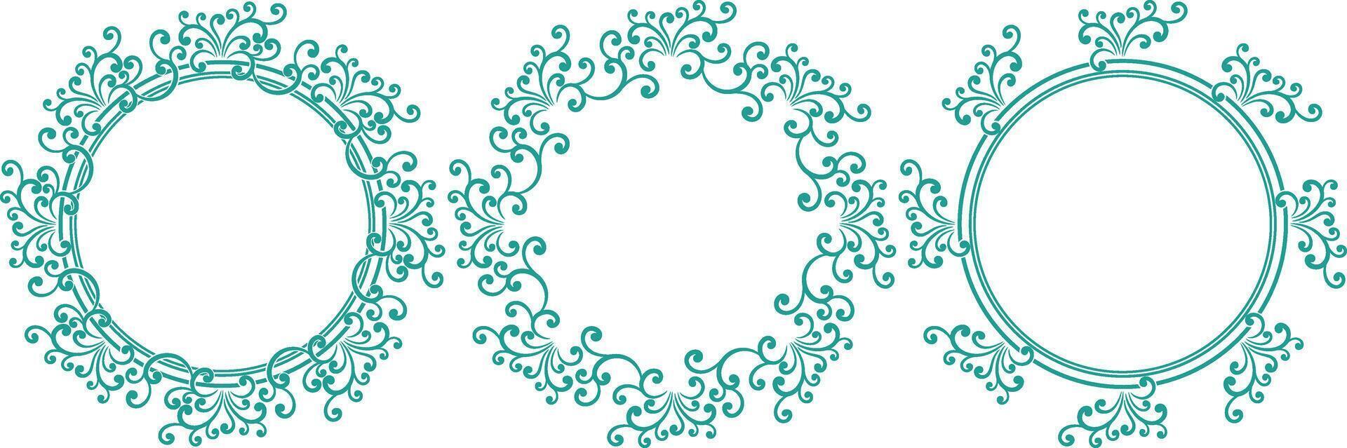 set of decorative cirlce frame vector