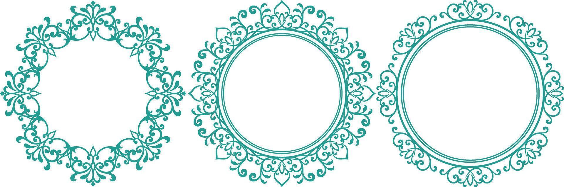set of decorative cirlce frame vector