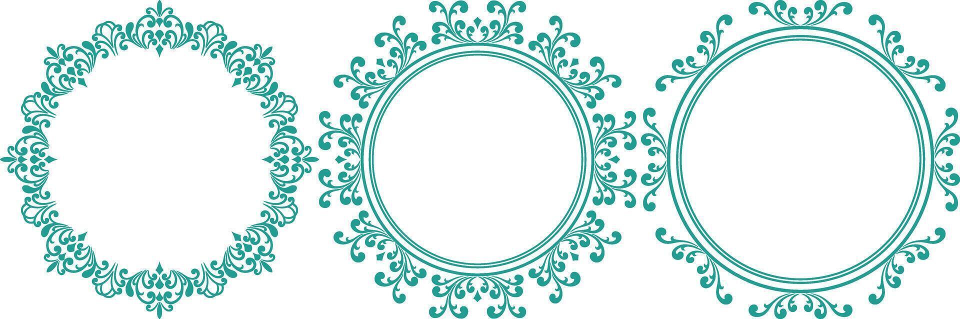 set of decorative cirlce frame vector
