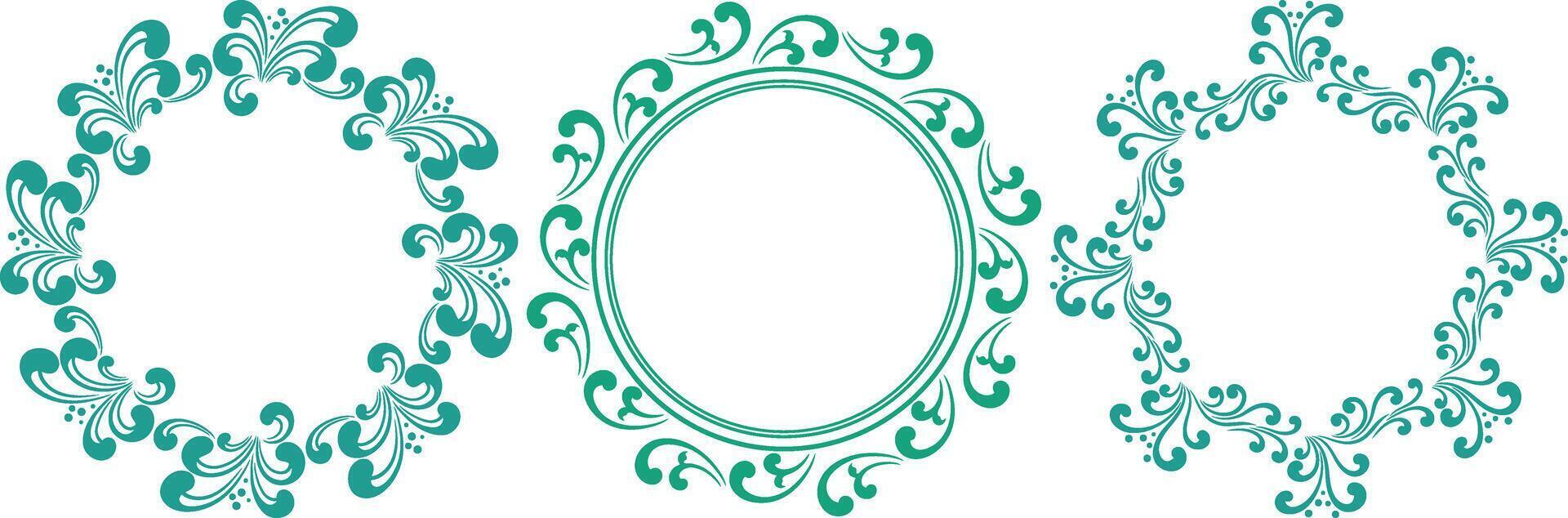 set of decorative cirlce frame vector