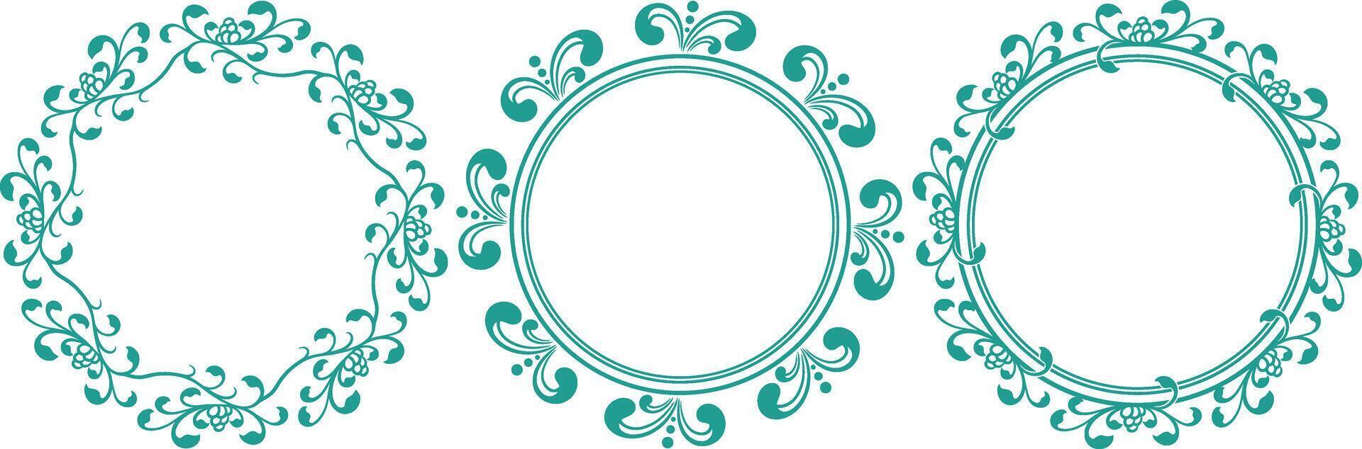 set of decorative cirlce frame vector
