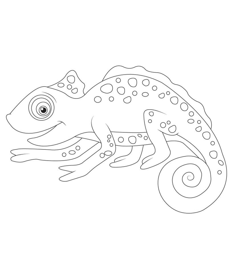 chameleon coloring page for kids and adults vector