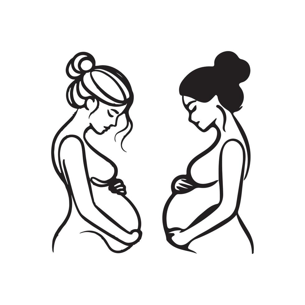 Continuous line drawing of pregnant woman. International mother's day minimalist design hand drawn line art isolated on white background. Happy Mother's Day theme. Line art pregnant woman, vector