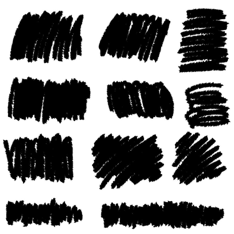 Scribble brush ink shapes. Hand drawn brush strokes collection. vector