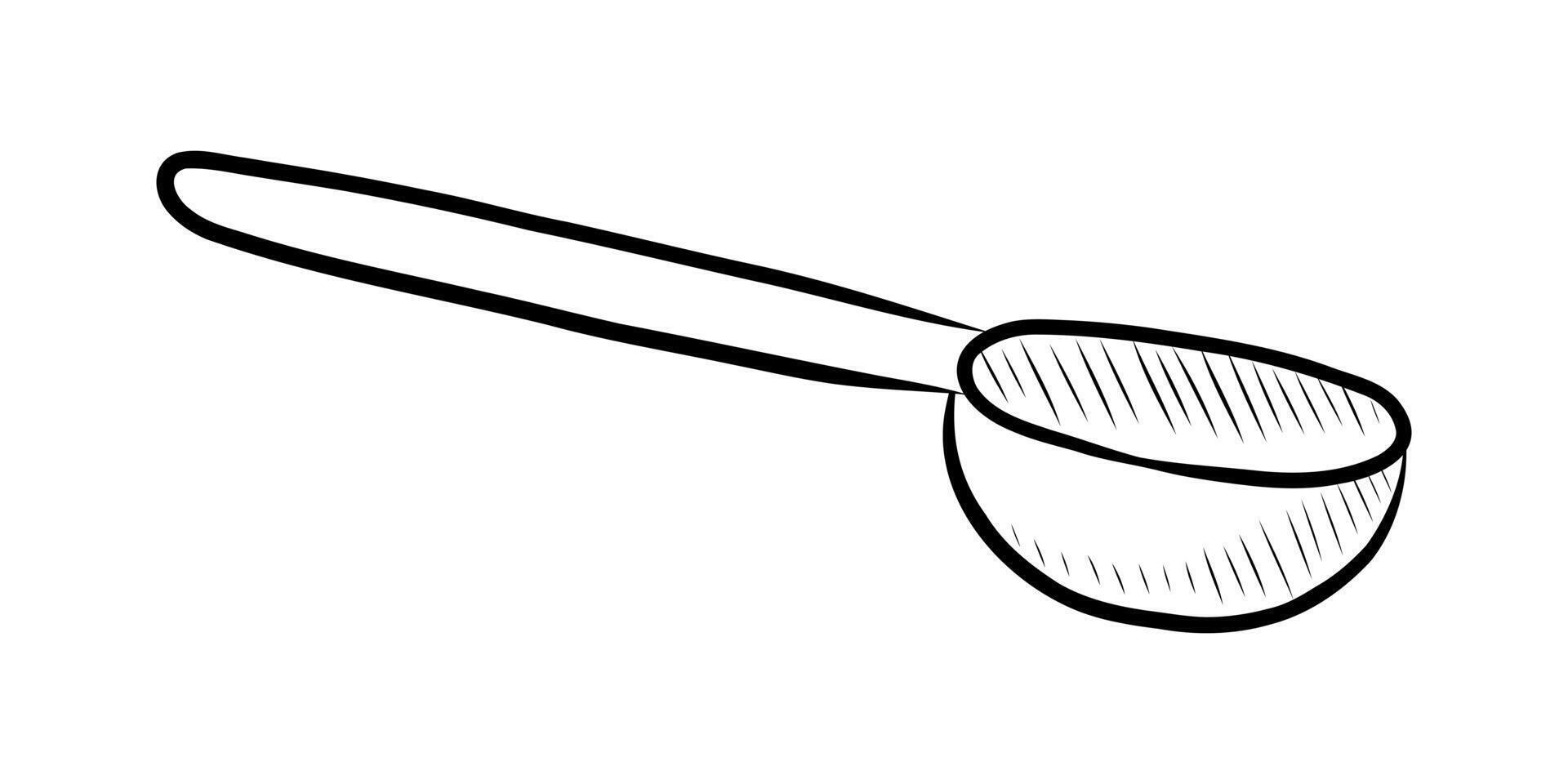 BLACK AND WHITE CONTOUR DRAWING OF A MEASURING SPOON vector