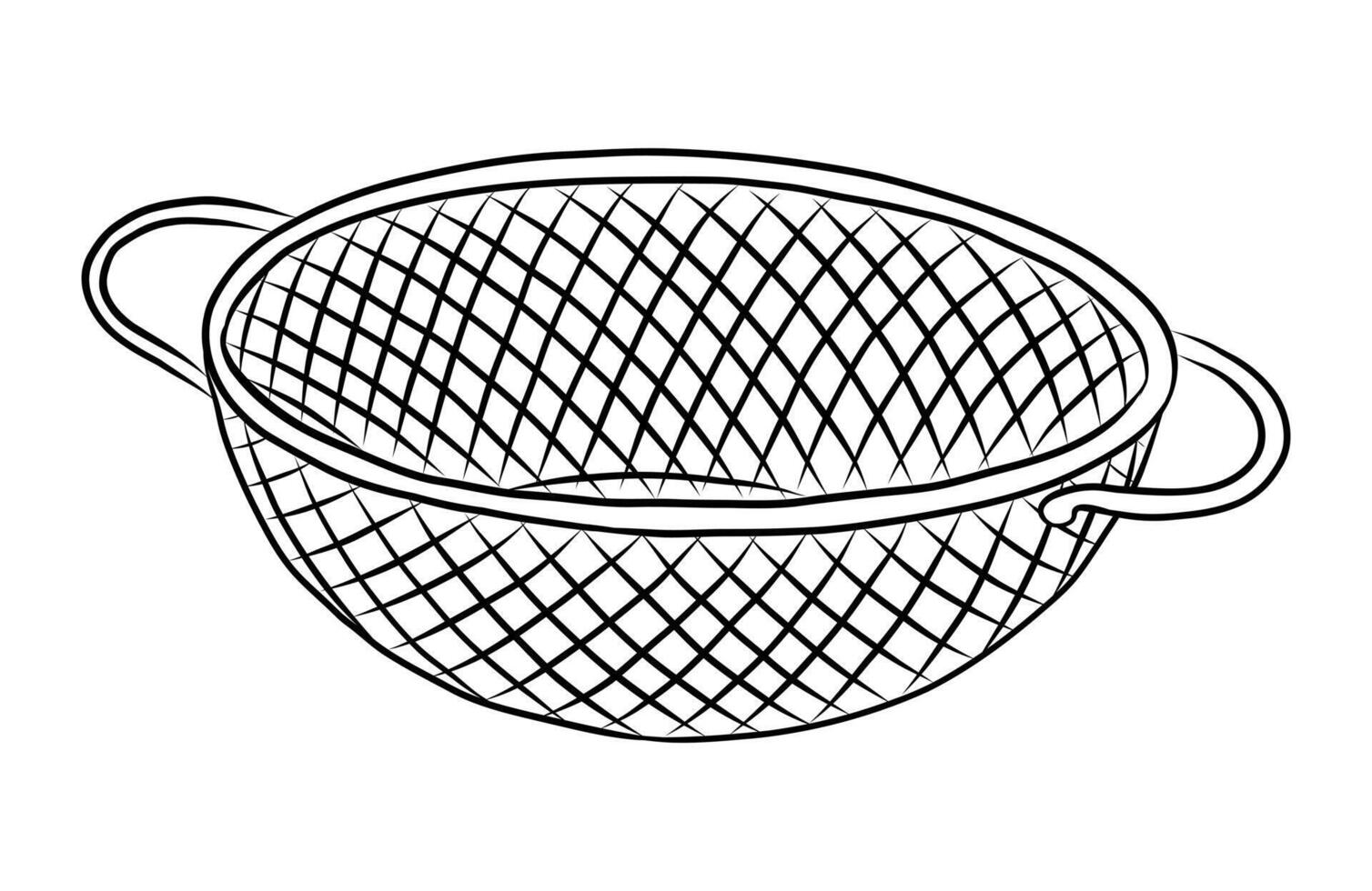 BLACK AND WHITE CONTOUR DRAWING OF A KITCHEN COLANDER vector