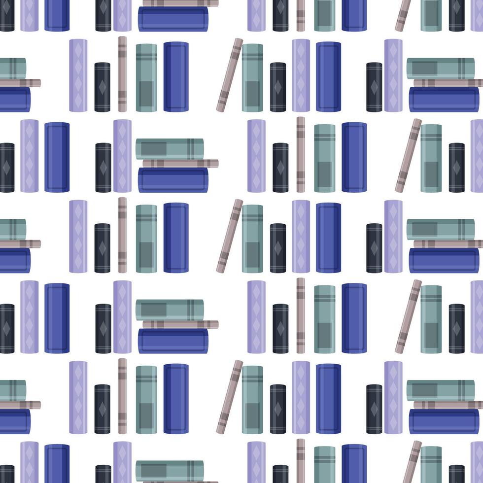 Seamless pattern of hardcover books of different sizes on a white background. vector