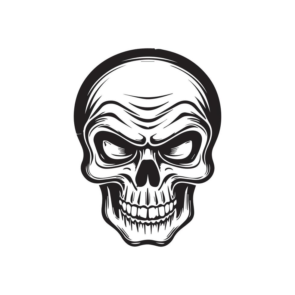 Skull in vintage style black and white, on white background vector