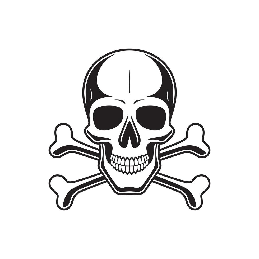 Vintage skull and crossbones monochrome design vector