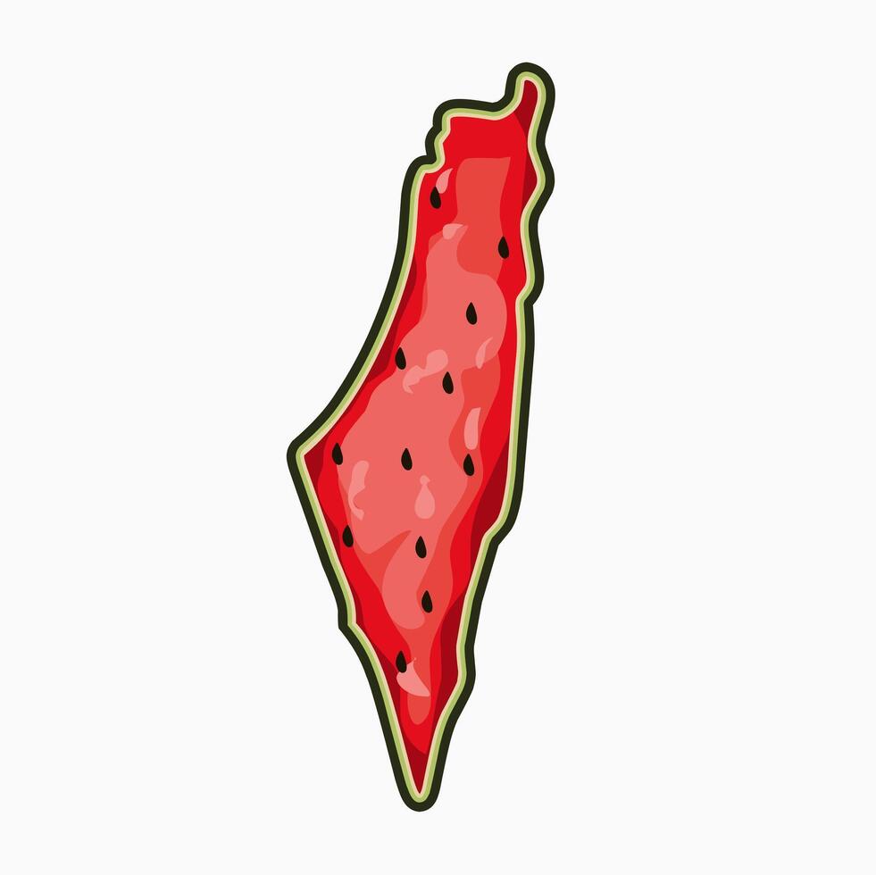 Palestine map with watermelon pattern vector