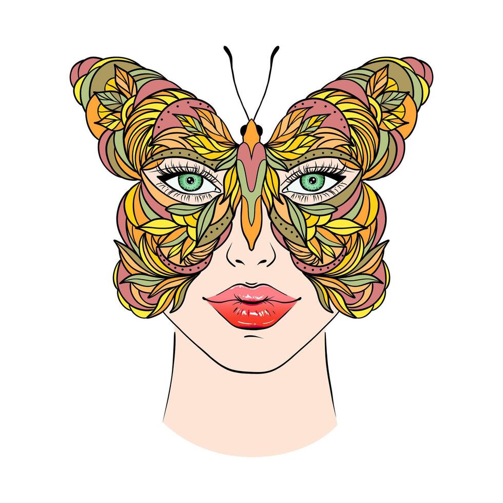 Butterfly and woman face vector