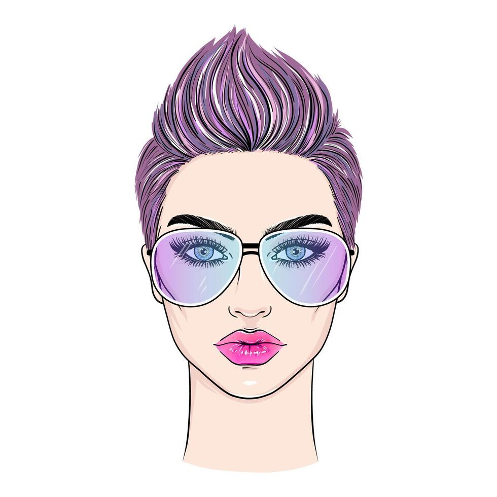 Face of young woman vector
