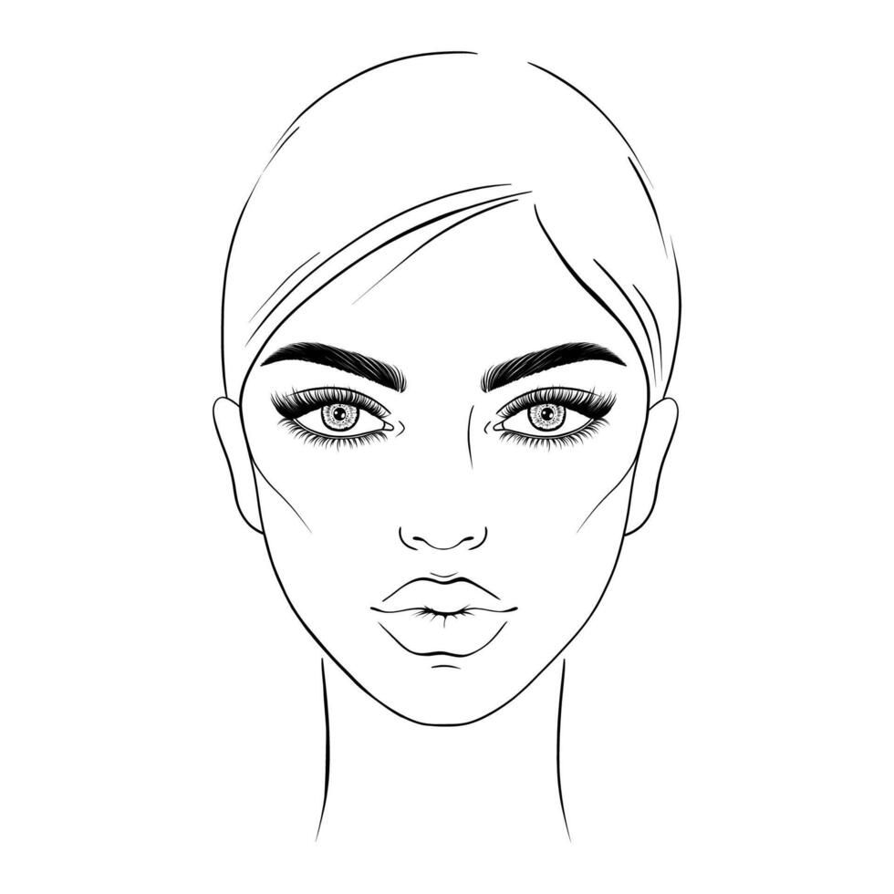 Sketch of young woman vector