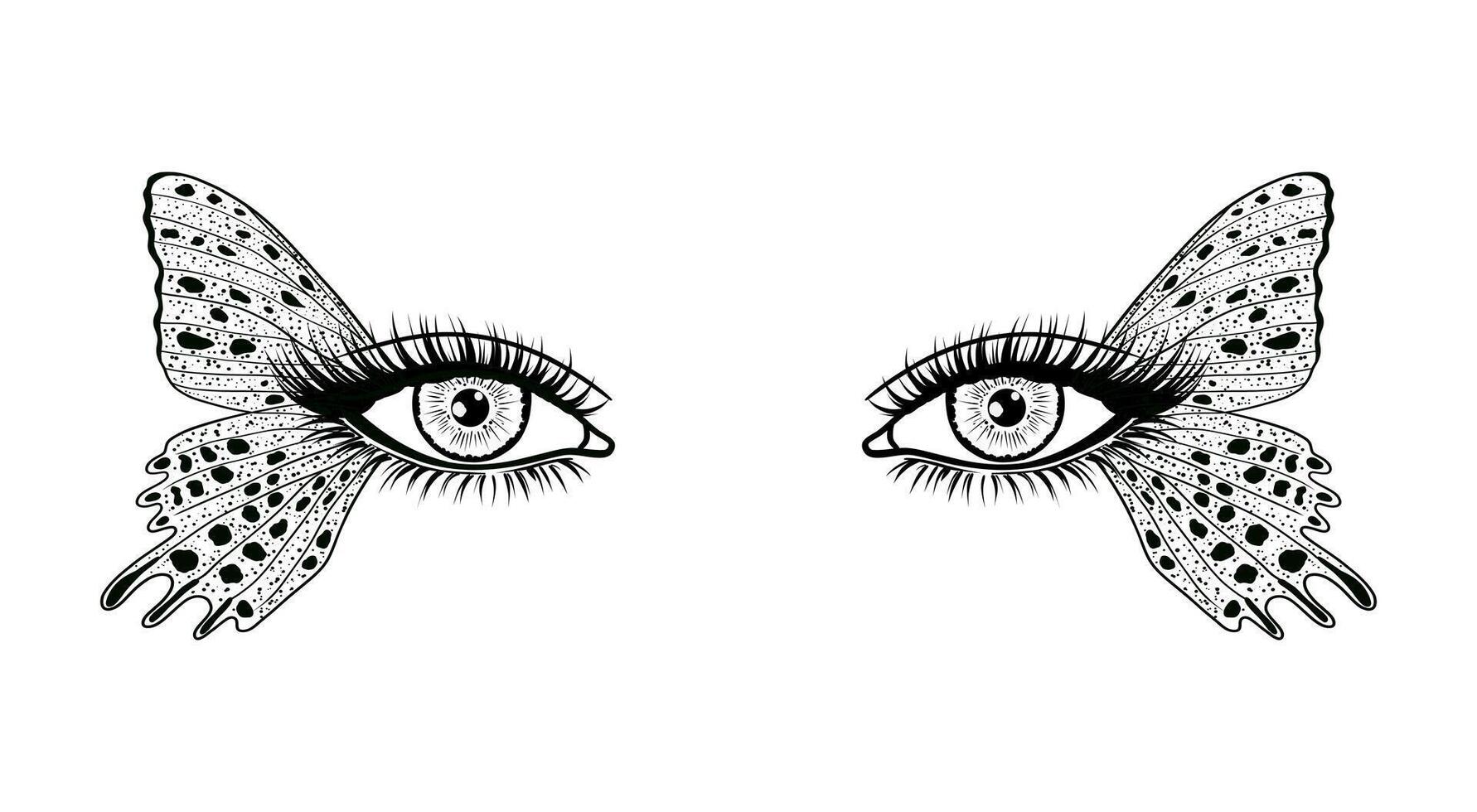 Eyes with butterfly wings. vector