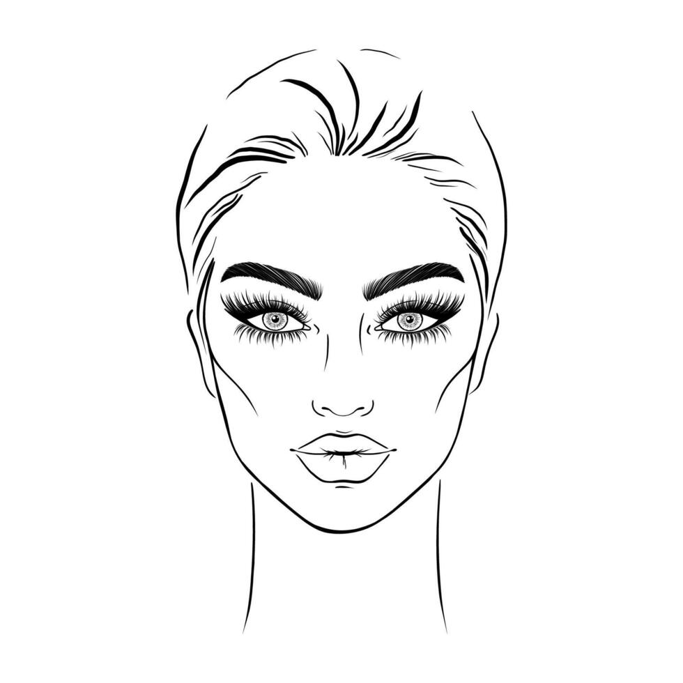 Sketch of young woman vector