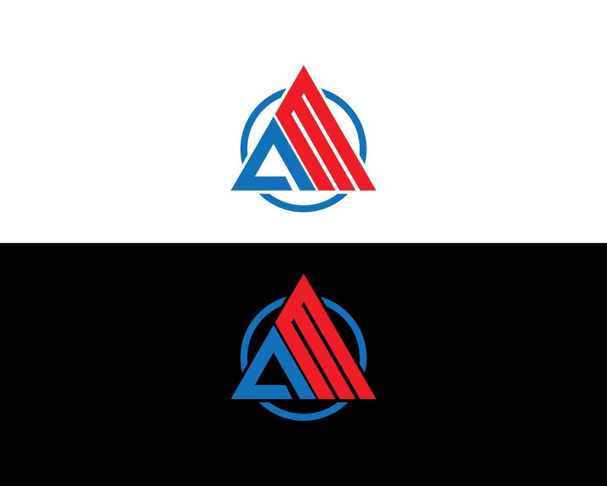 Triangle letter AM logo design concept template. vector