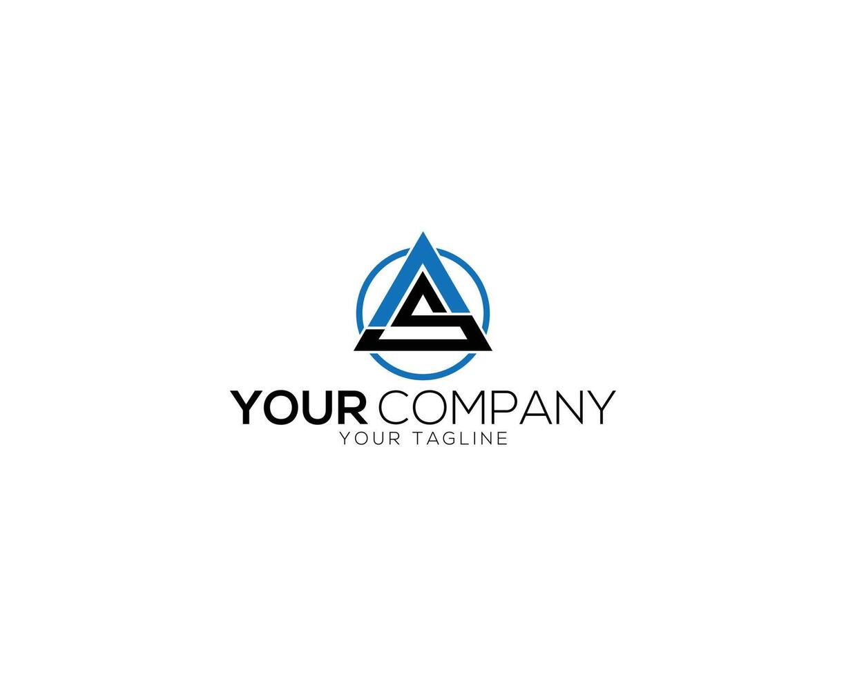 Triangle letter AS or SA logo design concept template. vector