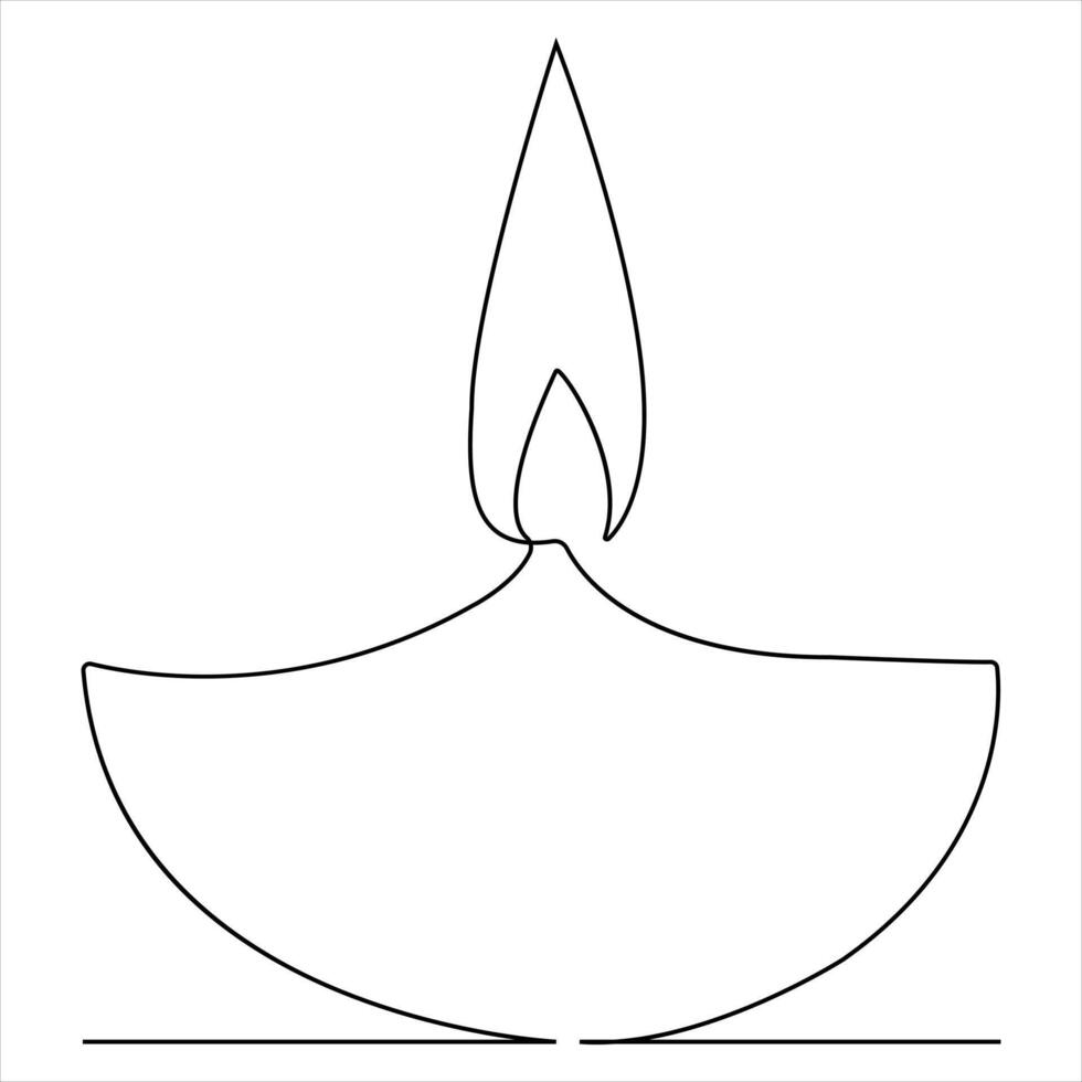 Candle continuous single line drawing Isolated on white background minimalist style vector