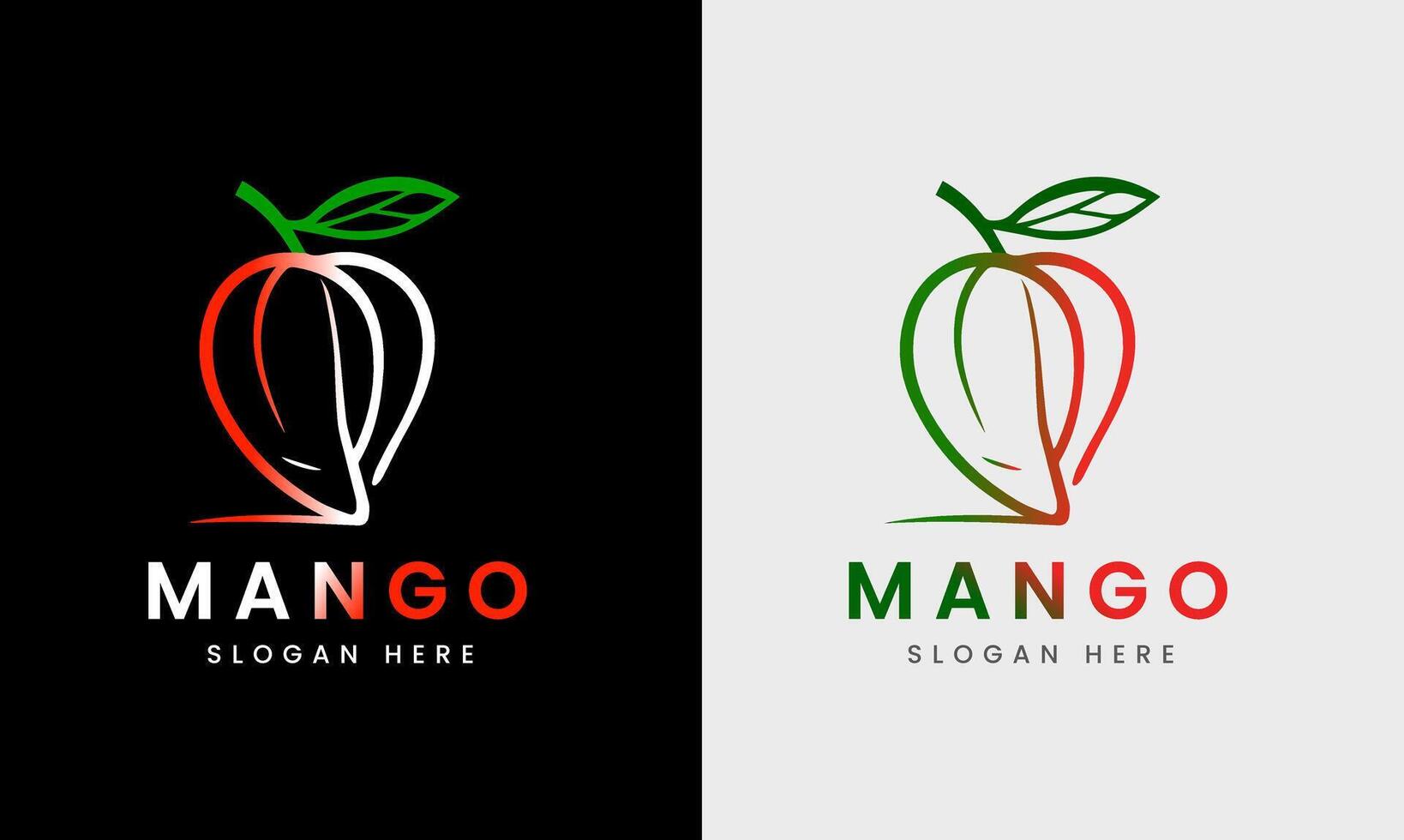 Mango logo icon, red green mango, natural fresh juice mango graphic design sample vector