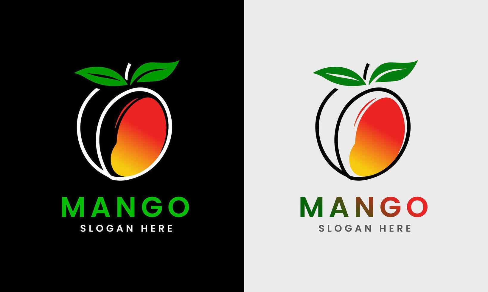 Mango logo icon, red green mango, natural fresh juice mango graphic design sample vector